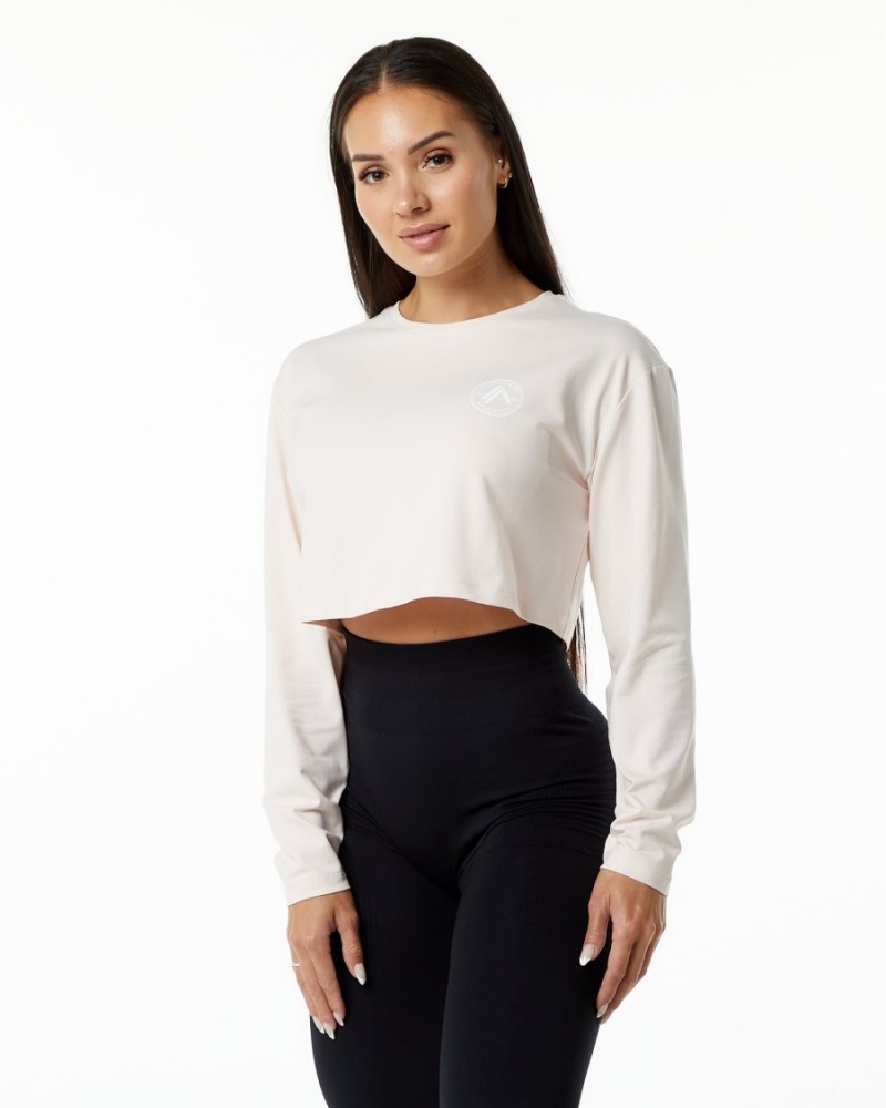 Alphalete Dynasty LS Crop Naisten Pitkähihainen Blush | WYCBV-6048