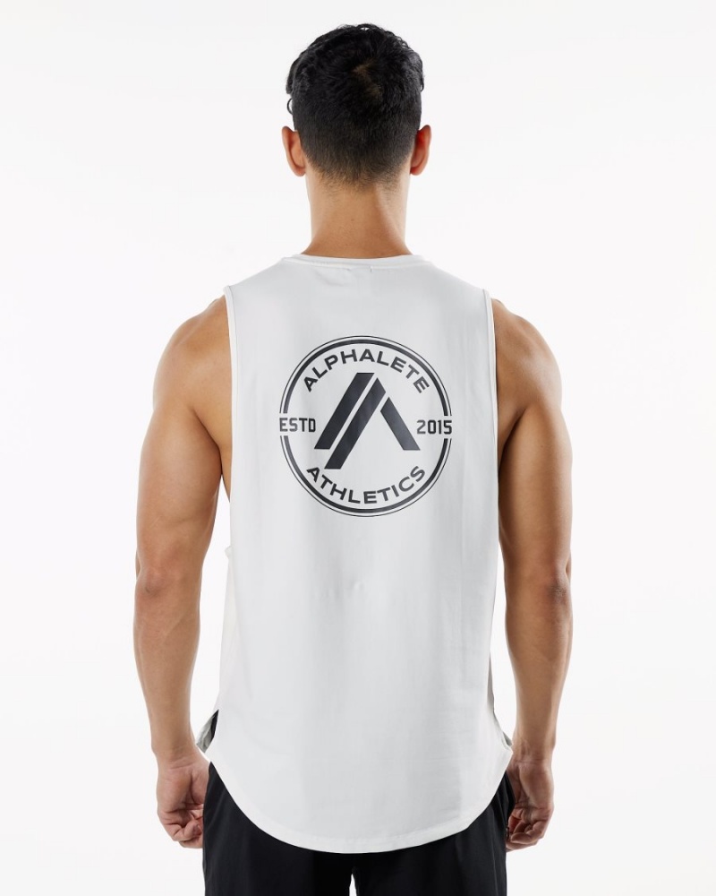 Alphalete Dynasty Tank Miesten Hihaton Paita Valkoinen | IHXLO-3102