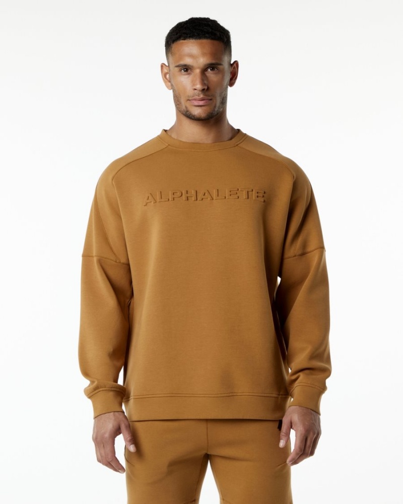 Alphalete ELMTS Crewneck Villa Miesten Takit Almond | JLOWZ-7351