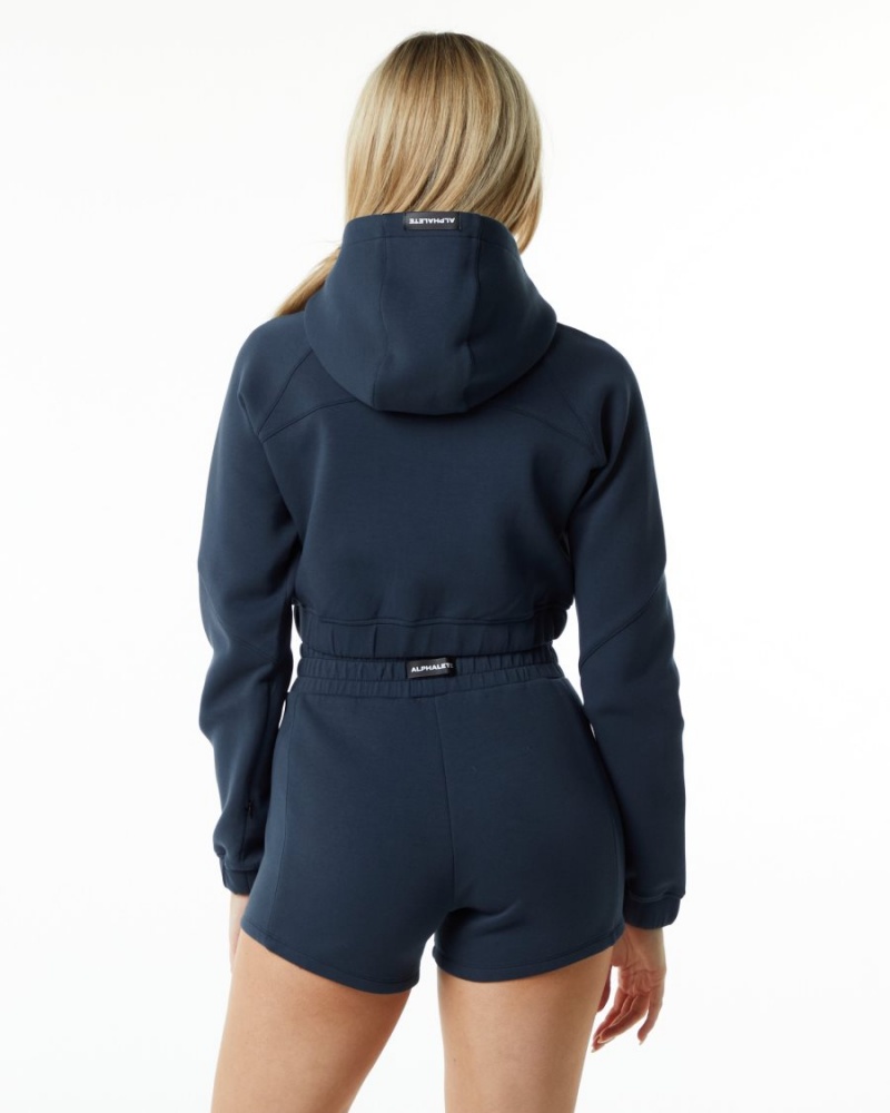 Alphalete ELMTS Full-Zip Crop Jacket Naisten Takit Laivastonsininen | MADXW-7809