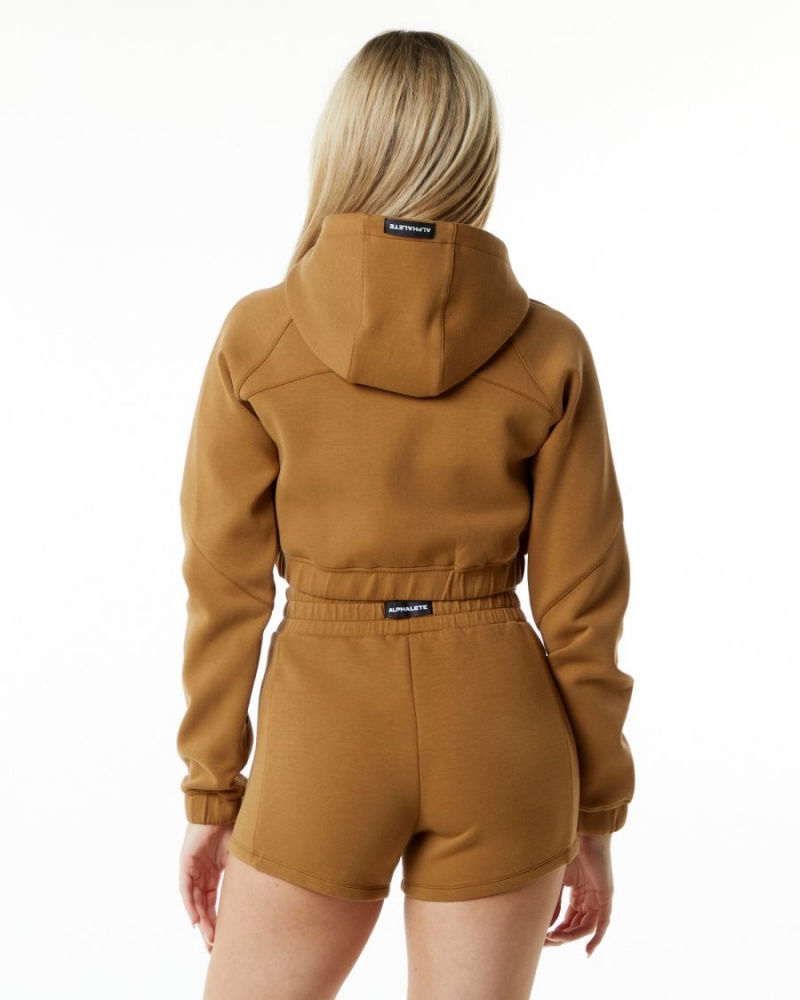 Alphalete ELMTS Full-Zip Crop Jacket Naisten Takit Almond | YEGIT-0927