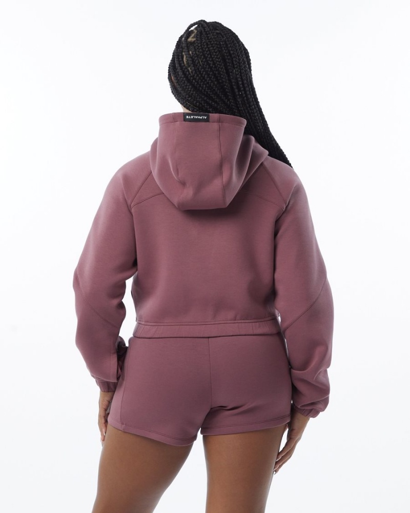 Alphalete ELMTS Full-Zip Crop Jacket Naisten Takit Mauve | UZVXK-1872