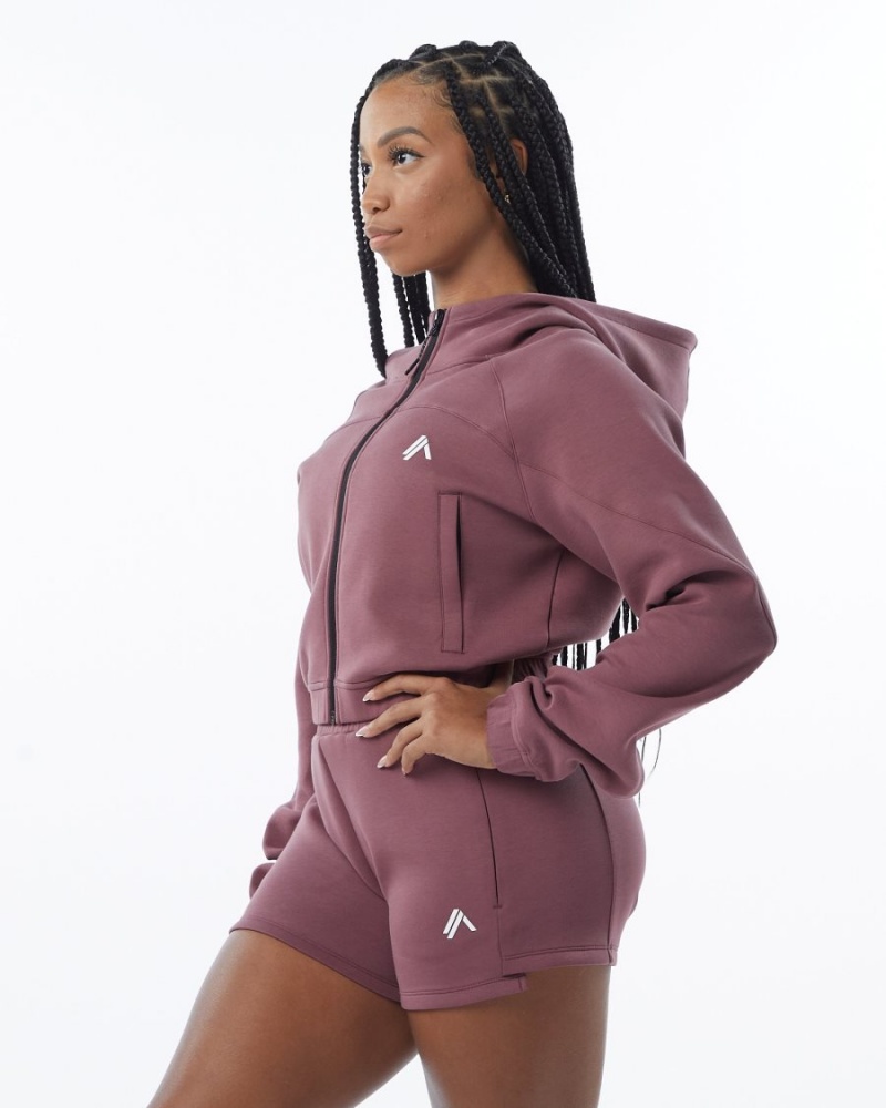 Alphalete ELMTS Full-Zip Crop Jacket Naisten Takit Mauve | UZVXK-1872