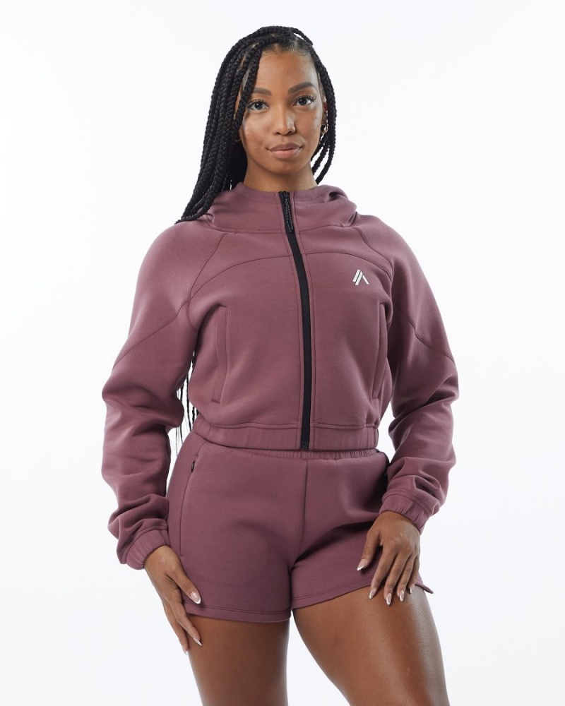 Alphalete ELMTS Full-Zip Crop Jacket Naisten Takit Mauve | UZVXK-1872