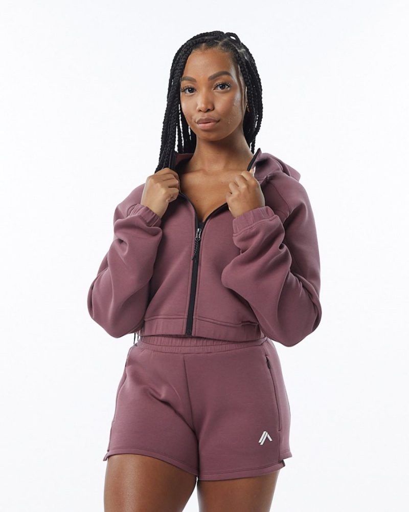 Alphalete ELMTS Full-Zip Crop Jacket Naisten Takit Mauve | UZVXK-1872