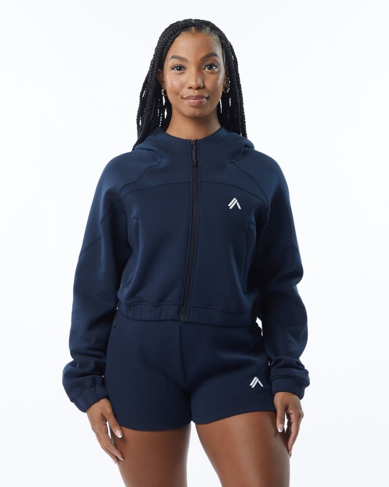 Alphalete ELMTS Full-Zip Crop Jacket Naisten Takit Laivastonsininen | OCIQY-7438