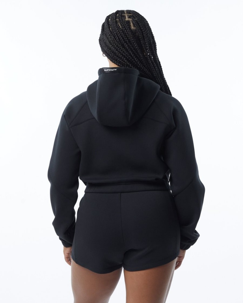 Alphalete ELMTS Full-Zip Crop Jacket Naisten Takit Mustat | IHEGQ-6057