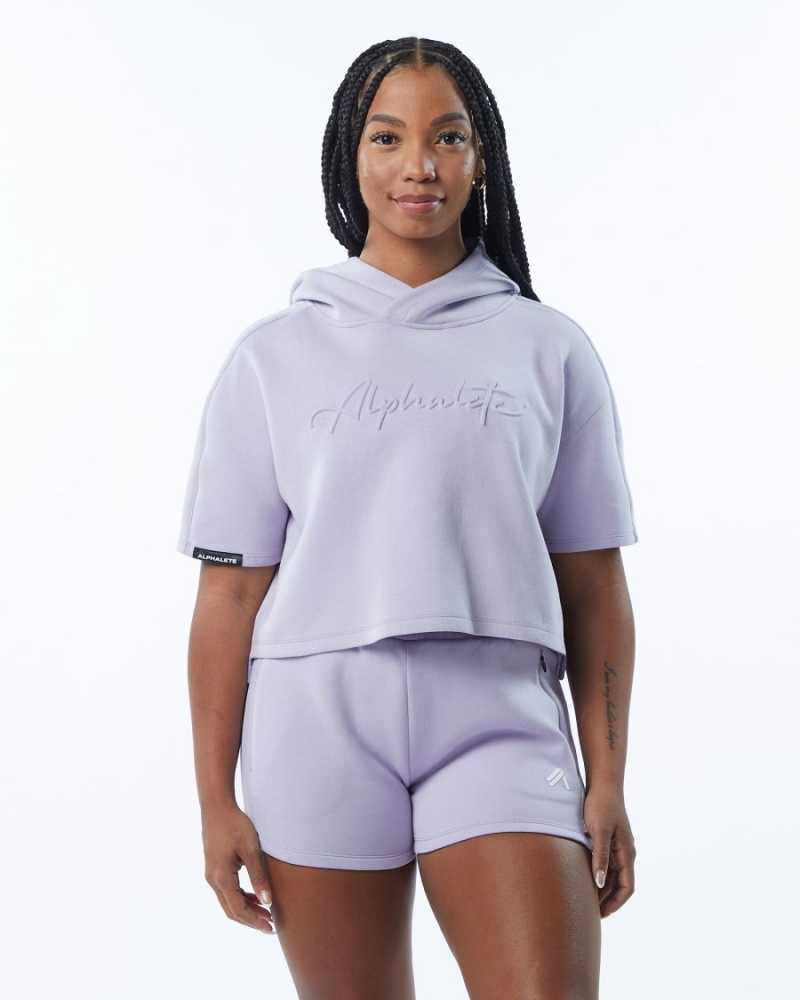 Alphalete ELMTS Half Sleeve Hoodie Naisten Huppari Lilac | ANHYW-3016