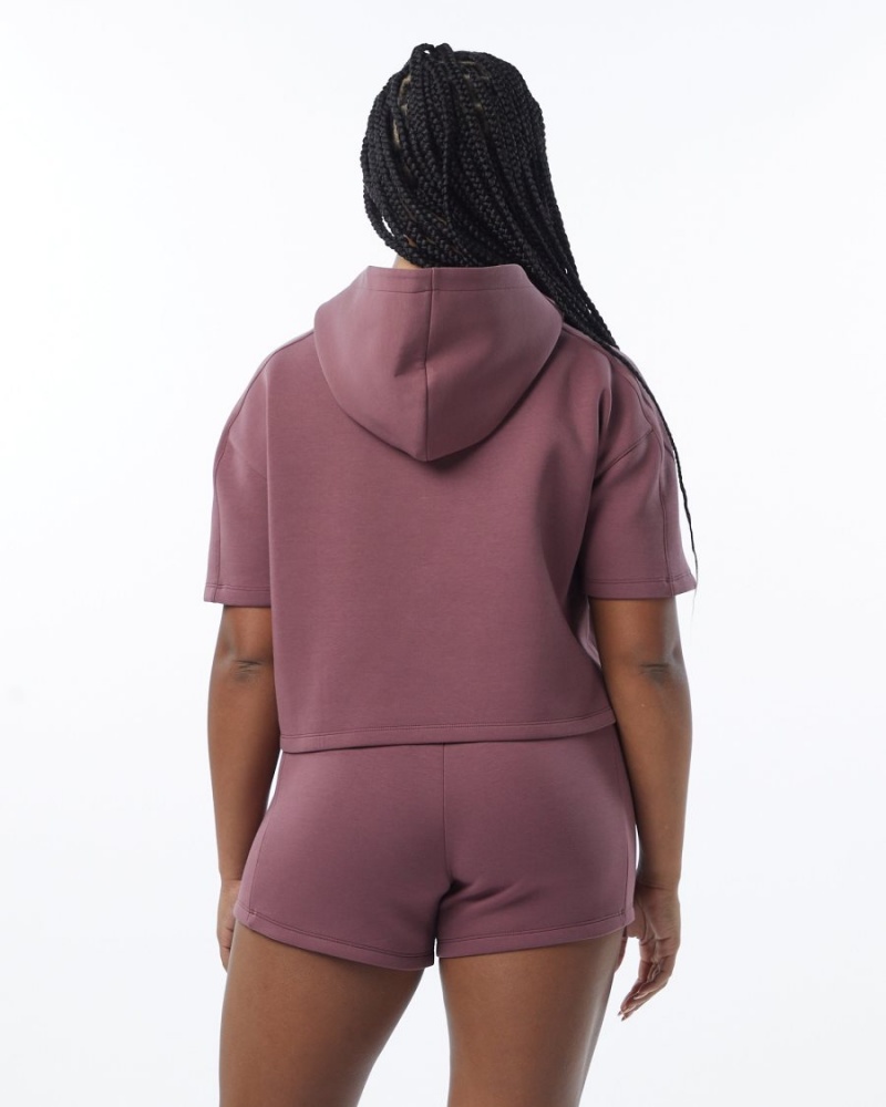 Alphalete ELMTS Half Sleeve Hoodie Naisten Huppari Mauve | OCFQJ-7924