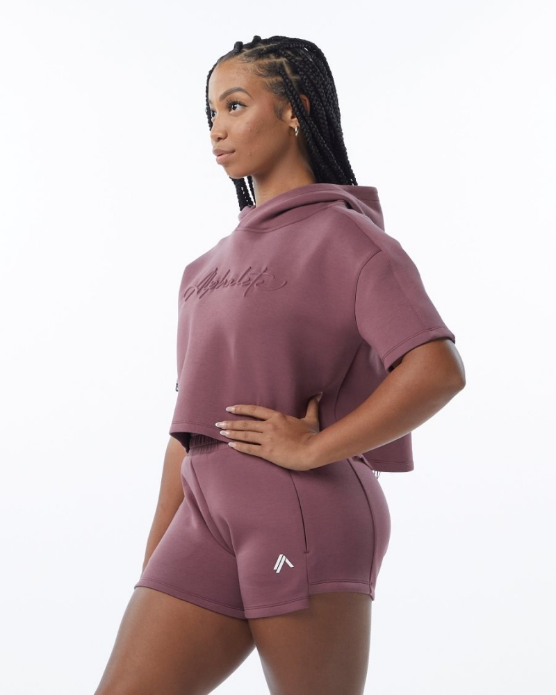 Alphalete ELMTS Half Sleeve Hoodie Naisten Huppari Mauve | OCFQJ-7924