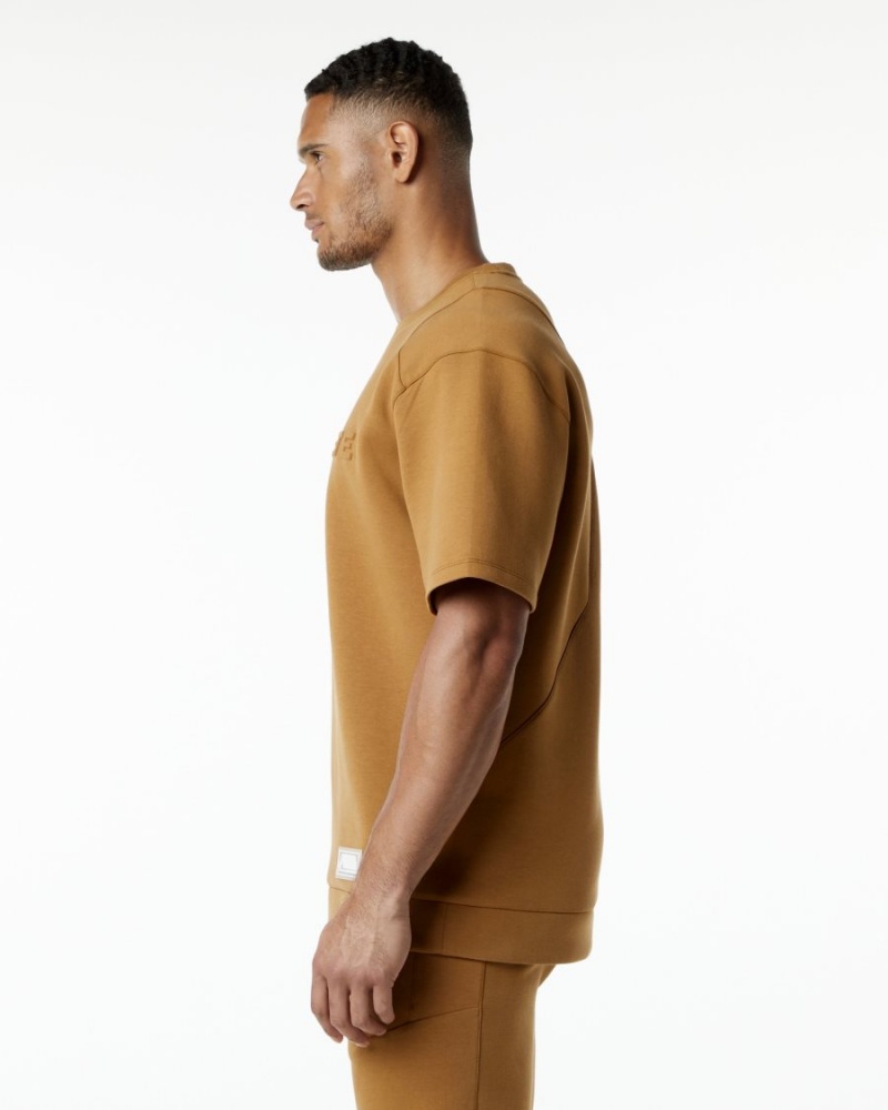 Alphalete ELMTS Half Sleeve Pullover Miesten Takit Almond | MIODV-3810