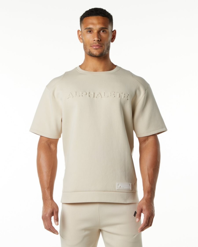 Alphalete ELMTS Half Sleeve Pullover Miesten Takit Vanilla | GHIAS-4350