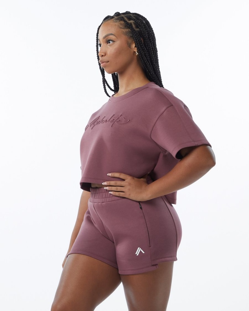 Alphalete ELMTS Half Sleeve Pullover Naisten Takit Mauve | HUMFO-3896