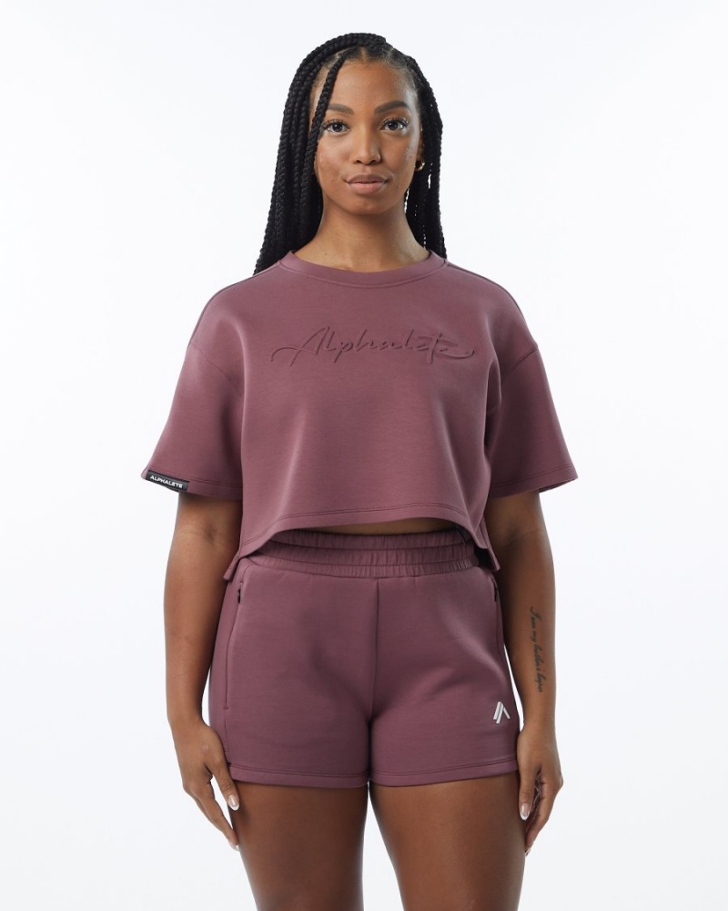 Alphalete ELMTS Half Sleeve Pullover Naisten Takit Mauve | HUMFO-3896