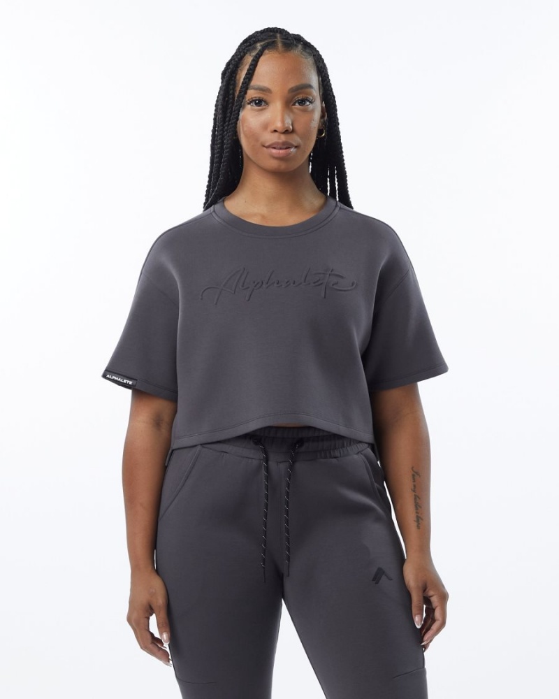 Alphalete ELMTS Half Sleeve Pullover Naisten Takit Charcoal | MFXUW-7219