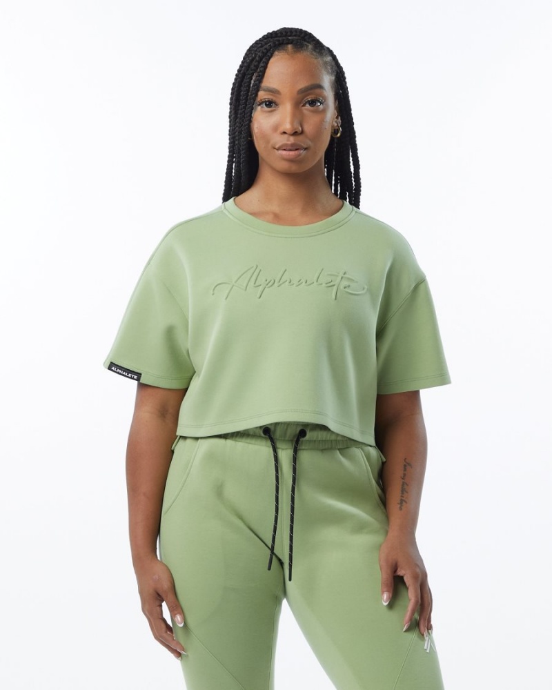 Alphalete ELMTS Half Sleeve Pullover Naisten Takit Vaaleanvihreä | JHMAF-1390