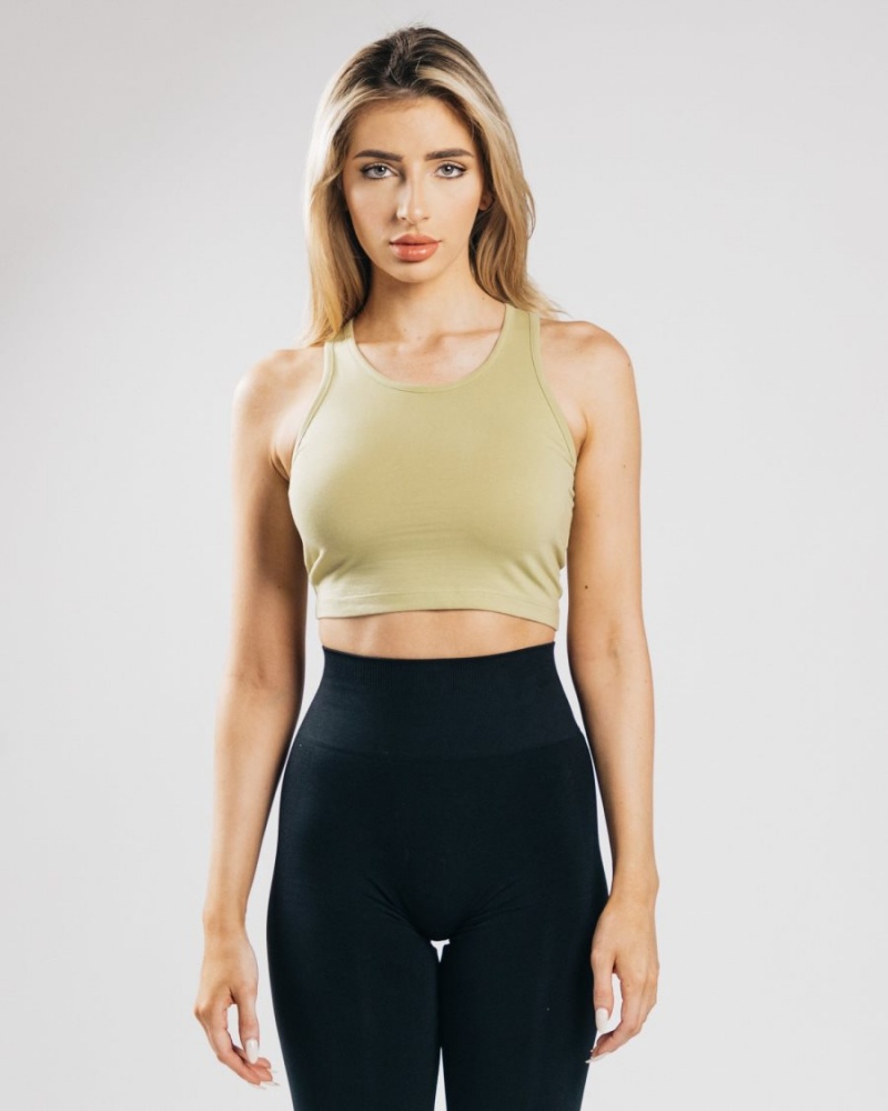 Alphalete Essential Crop Tank Naisten Hihaton Paita Vaaleanoliivinvihreä | ZKCYH-8107