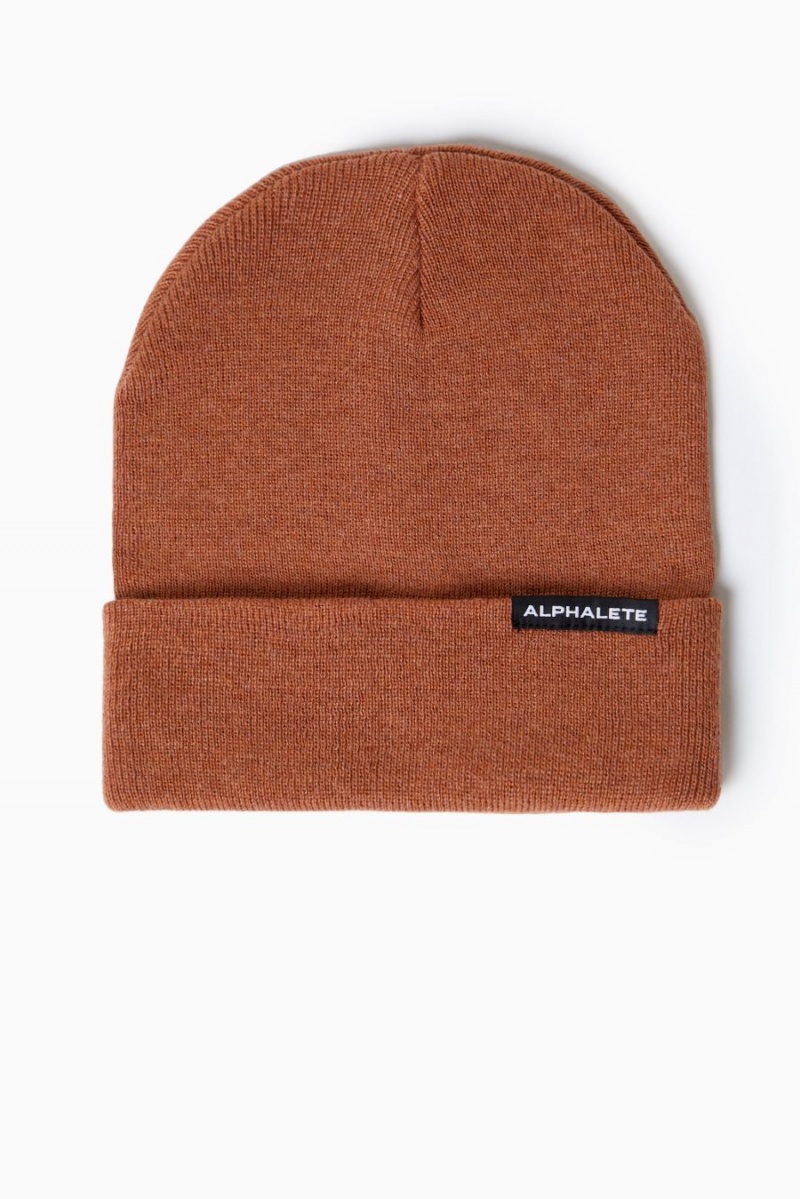 Alphalete Essential Foldover Beanie Miesten Asusteet Clay | MYFRW-7498