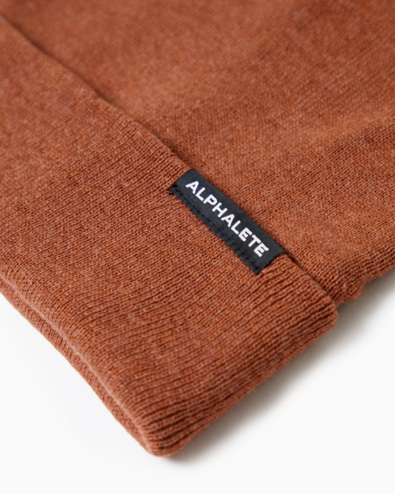 Alphalete Essential Foldover Beanie Miesten Asusteet Clay | MYFRW-7498