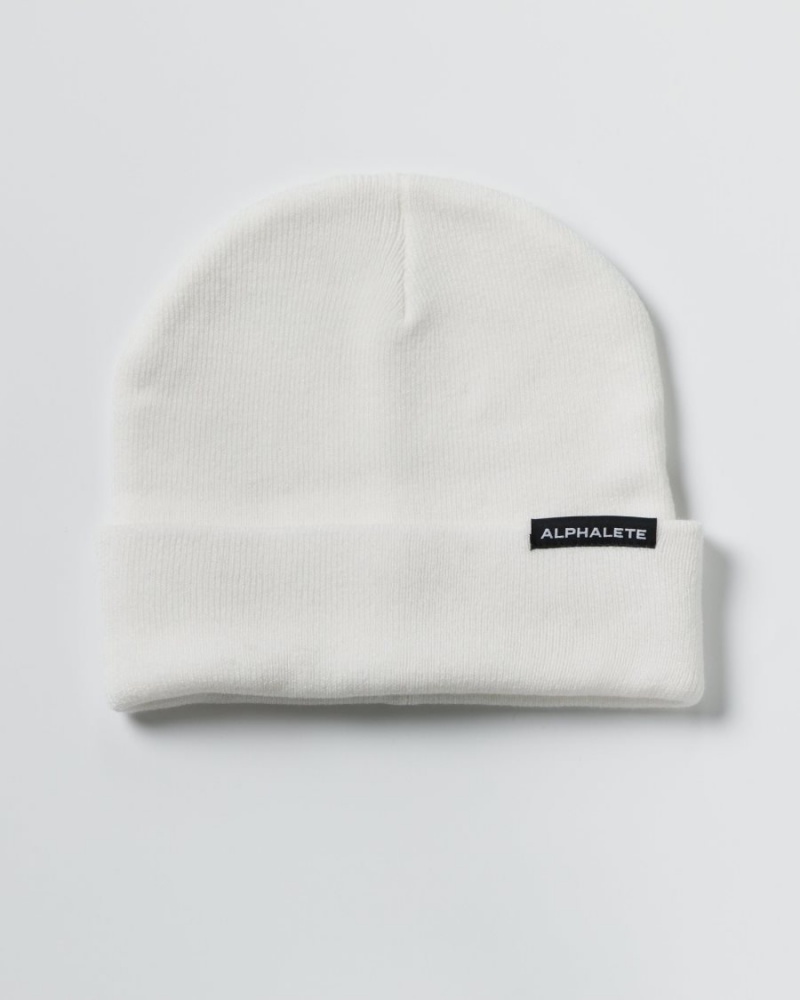 Alphalete Essential Foldover Beanie Miesten Asusteet Valkoinen | ESVOF-7206