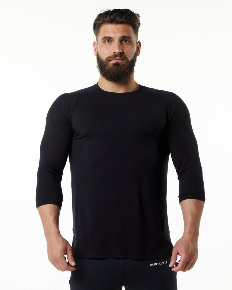 Alphalete Evo 3/4 Sleeve Tee Miesten Paidat Mustat | AWVXC-6387