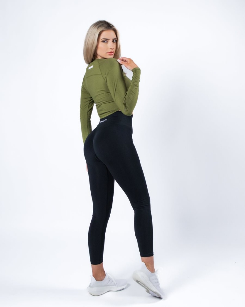 Alphalete Evo Long Sleeve Crop Naisten Pitkähihainen Vihreä | JXMLZ-7980