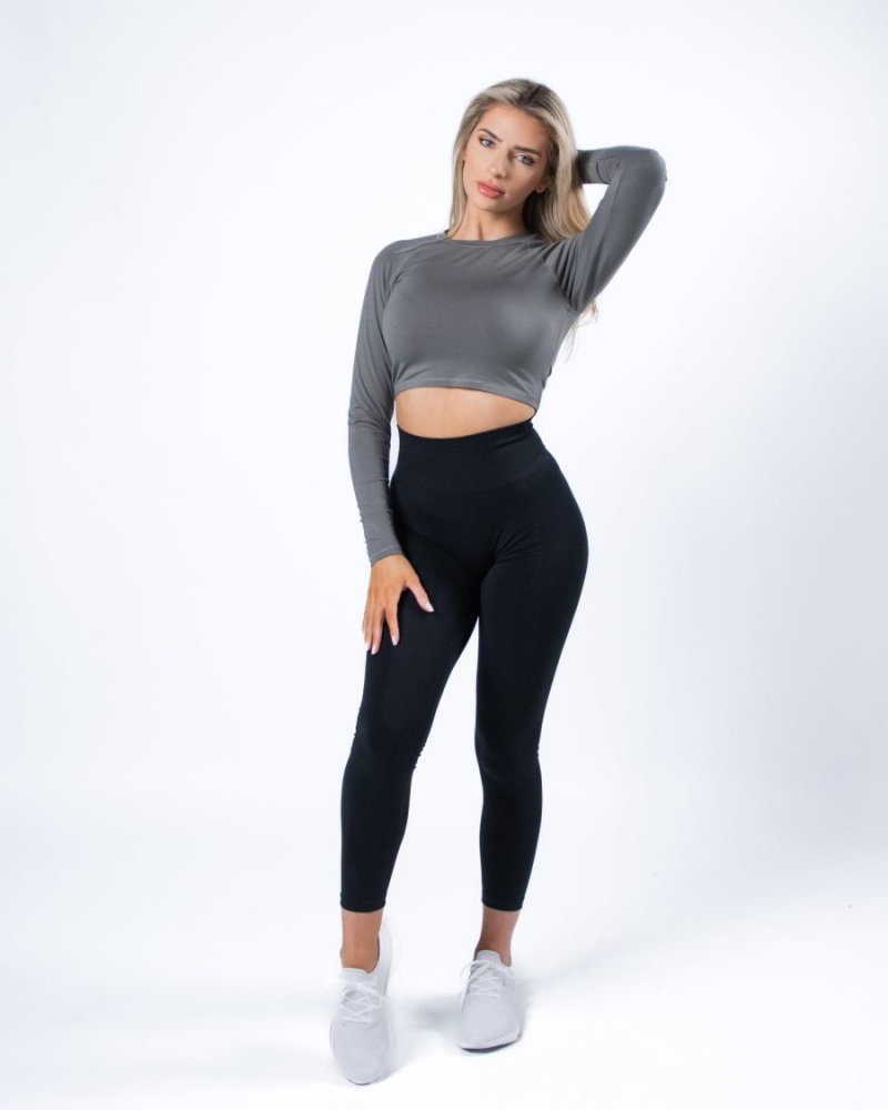 Alphalete Evo Long Sleeve Crop Naisten Pitkähihainen Harmaat | SYKEG-8903