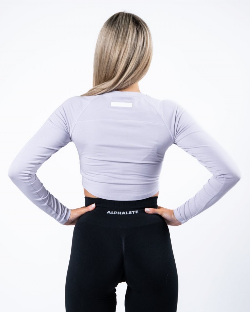 Alphalete Evo Long Sleeve Crop Naisten Pitkähihainen Lilac Haze | EXUMW-6091