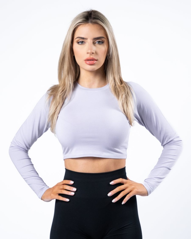 Alphalete Evo Long Sleeve Crop Naisten Pitkähihainen Lilac Haze | EXUMW-6091