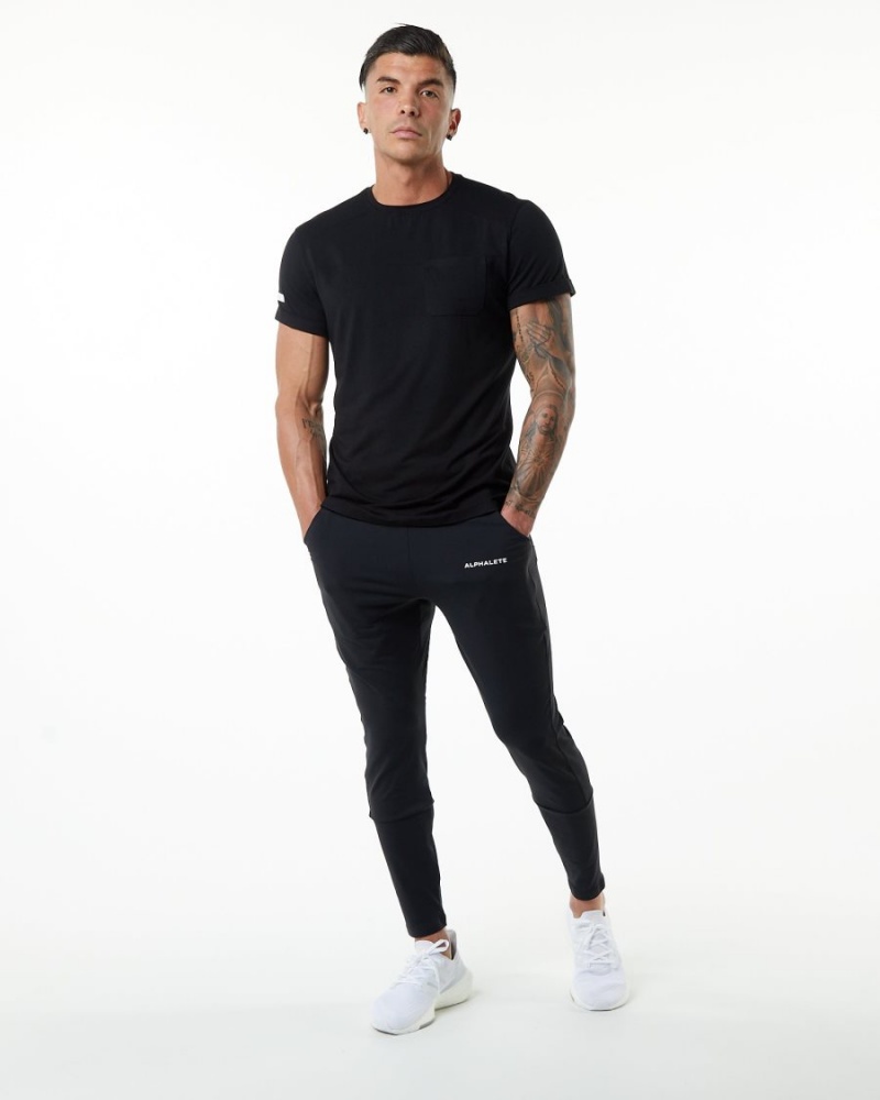 Alphalete Evo Pocket Tee Miesten Paidat Mustat | JQFUI-9765