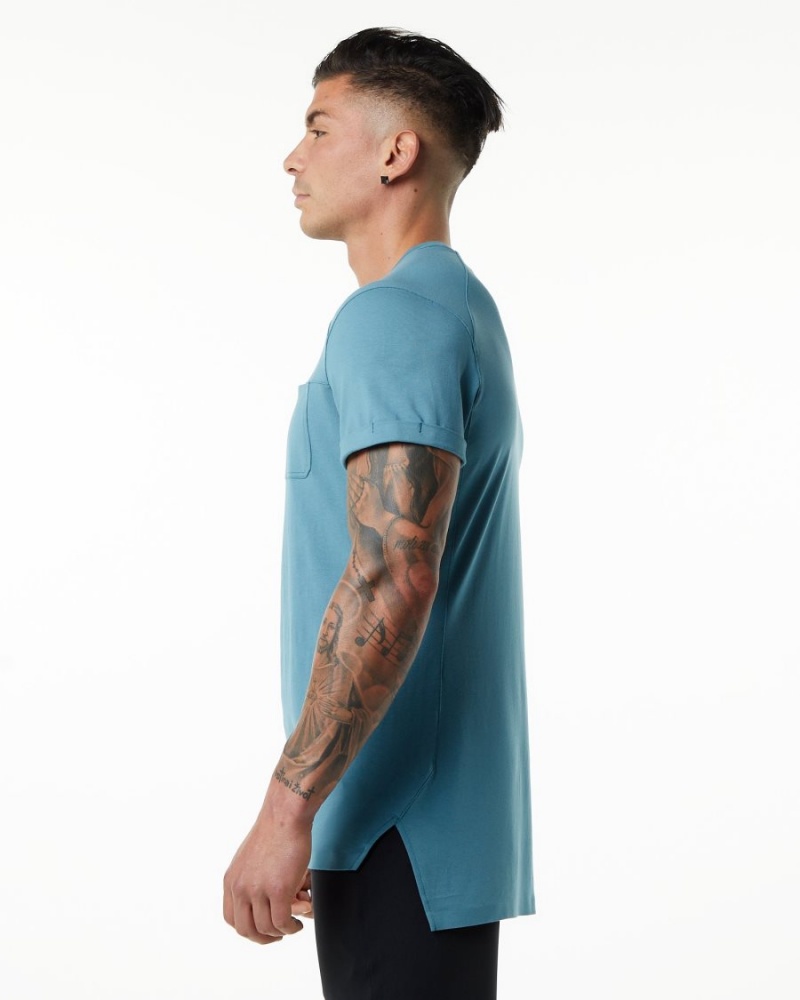 Alphalete Evo Pocket Tee Miesten Paidat Sininen | KEPIN-7891