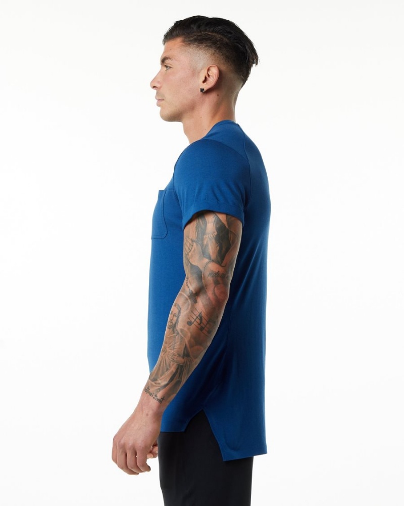 Alphalete Evo Pocket Tee Miesten Paidat Sininen | HLJXA-6397