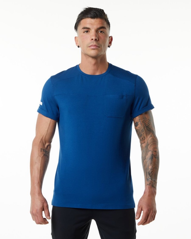 Alphalete Evo Pocket Tee Miesten Paidat Sininen | HLJXA-6397