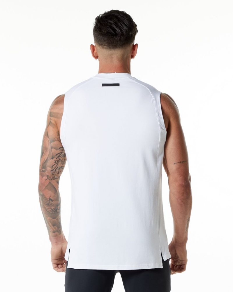 Alphalete Evo Tank Miesten Hihaton Paita Valkoinen | DIFAC-7819