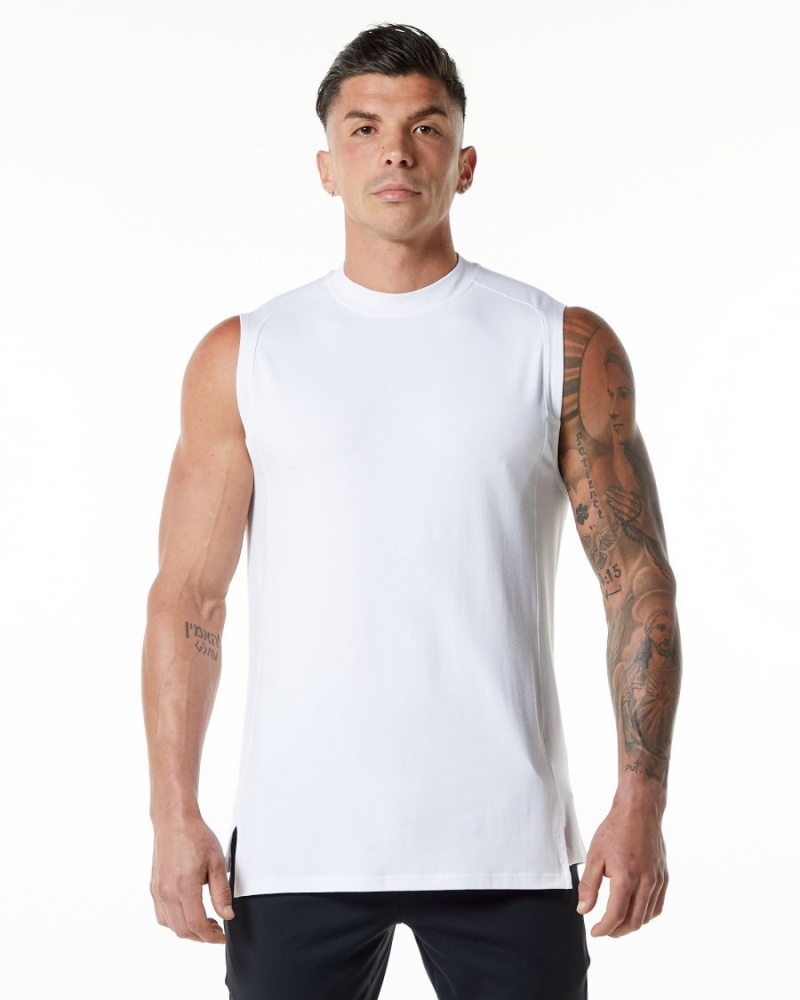 Alphalete Evo Tank Miesten Hihaton Paita Valkoinen | DIFAC-7819