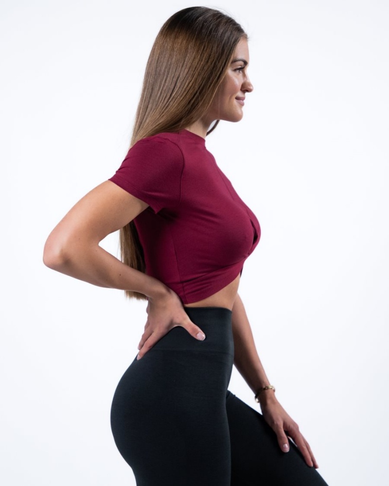 Alphalete Evo Twist Crop Naisten Paidat Punainen | TGXMD-3016