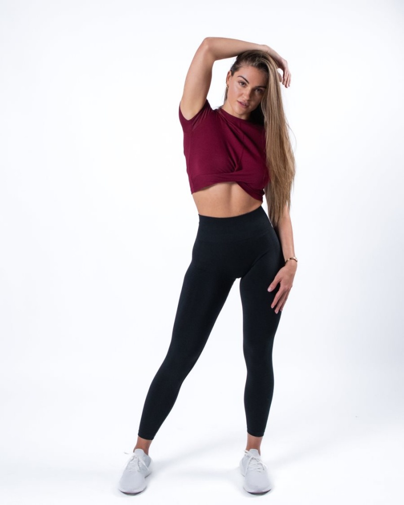 Alphalete Evo Twist Crop Naisten Paidat Punainen | TGXMD-3016