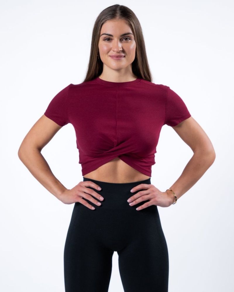 Alphalete Evo Twist Crop Naisten Paidat Punainen | TGXMD-3016