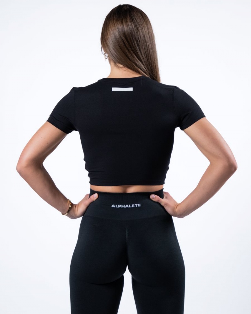 Alphalete Evo Twist Crop Naisten Paidat Mustat | RAPHF-6891