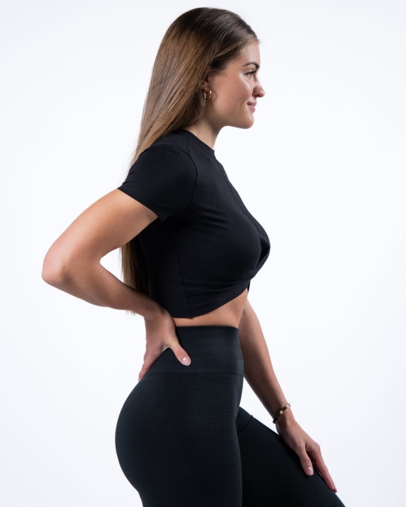 Alphalete Evo Twist Crop Naisten Paidat Mustat | RAPHF-6891