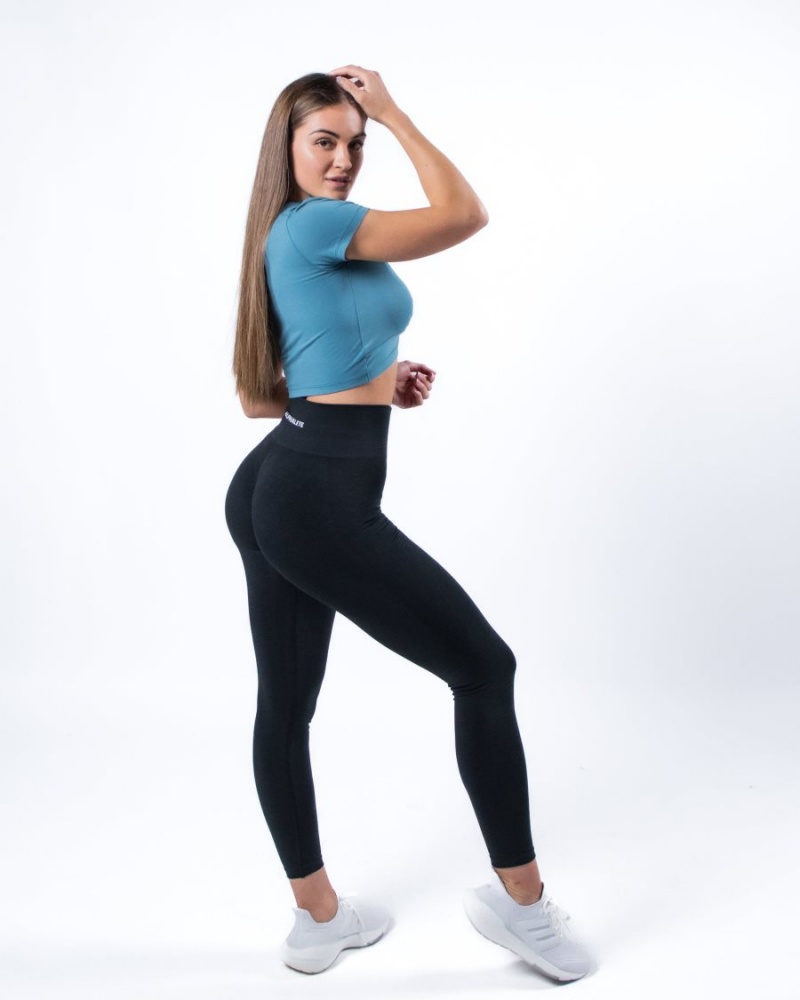 Alphalete Evo Twist Crop Naisten Paidat Sininen | UNBPY-6140