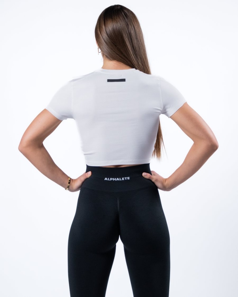 Alphalete Evo Twist Crop Naisten Paidat Valkoinen | JGOXZ-9627