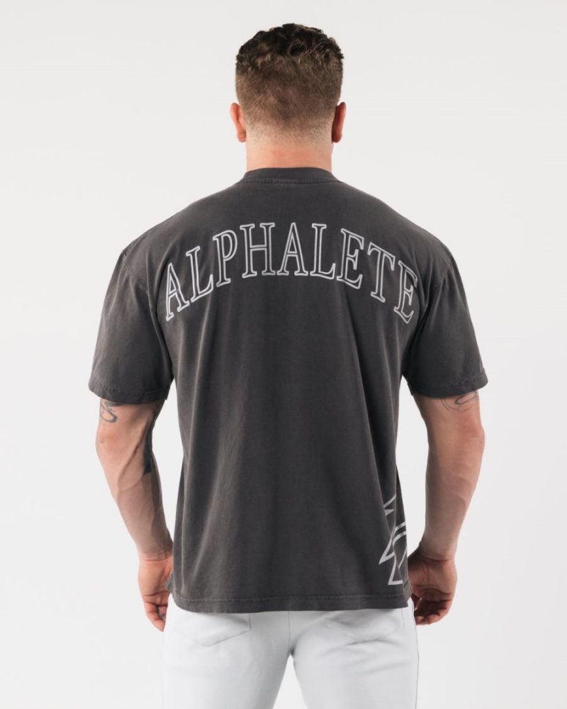 Alphalete Giant Wolf Head Tee Miesten Paidat Mustat | NTDVE-8195