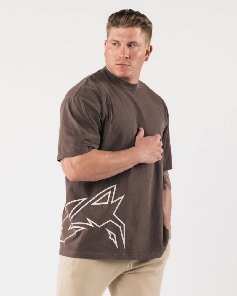 Alphalete Giant Wolf Head Tee Miesten Paidat Clove | JCLQS-6175