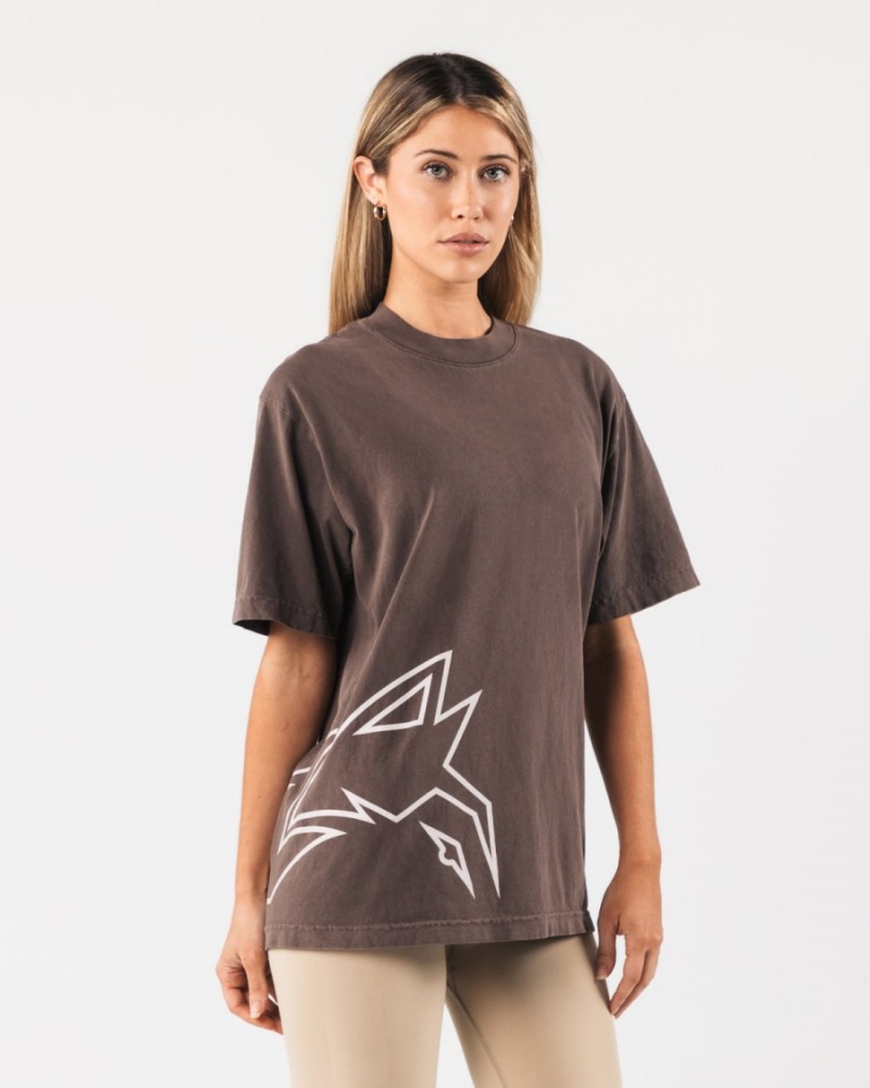 Alphalete Giant Wolf Head Tee Miesten Paidat Clove | JCLQS-6175