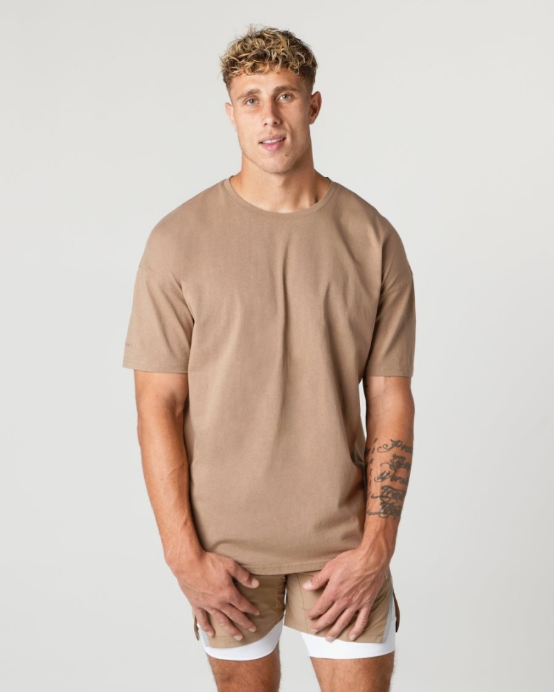 Alphalete Heavy Puuvilla Core Tee Miesten Paidat Chai | HMCKY-5314