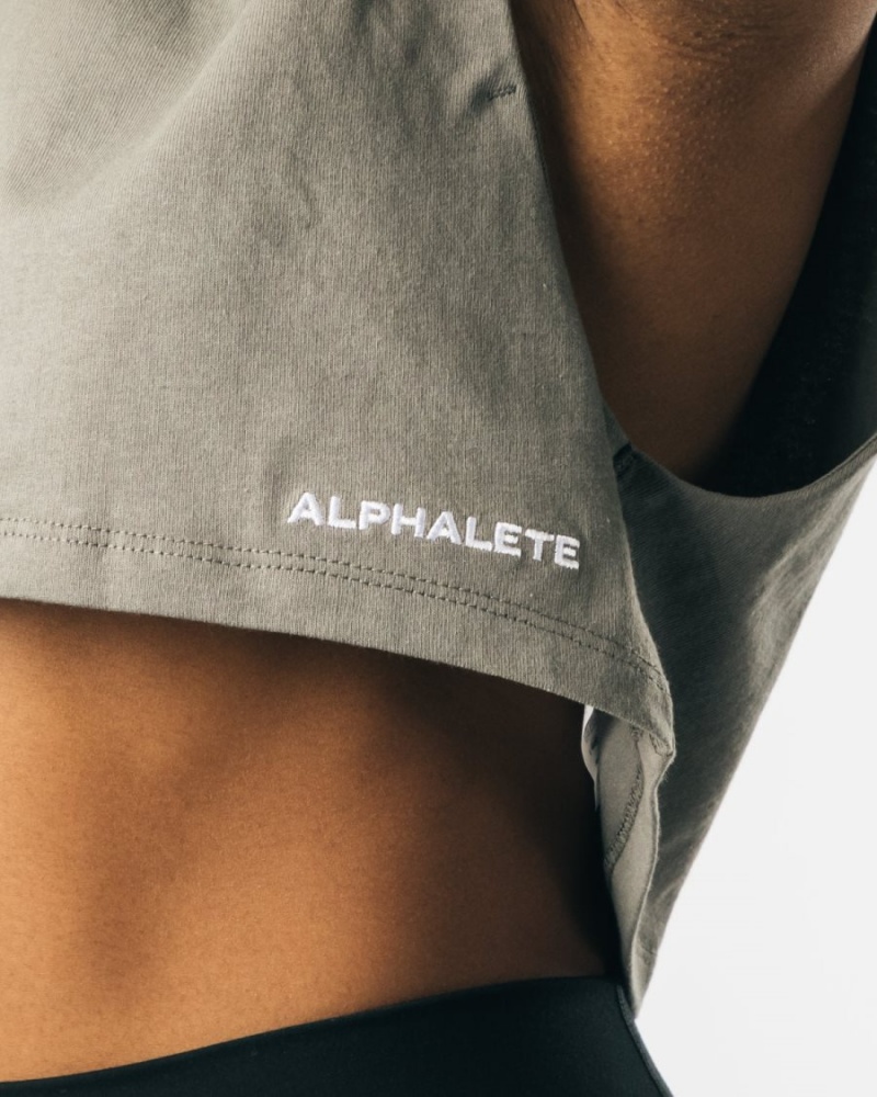 Alphalete Heavy Puuvilla Cropped Cutoff Naisten Hihaton Paita Concrete | CGQEY-5417