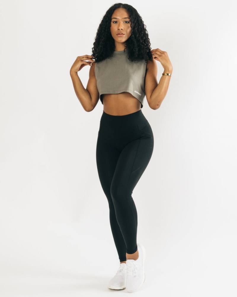 Alphalete Heavy Puuvilla Cropped Cutoff Naisten Hihaton Paita Concrete | CGQEY-5417