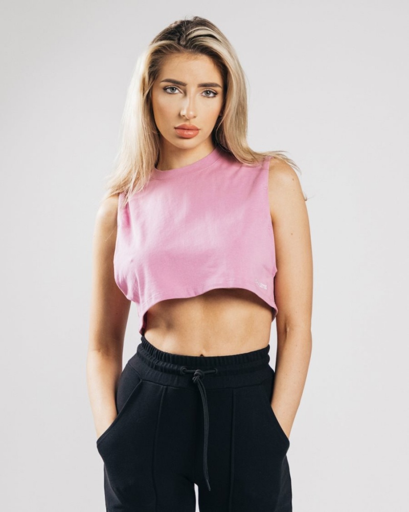 Alphalete Heavy Puuvilla Cropped Cutoff Naisten Hihaton Paita Pinkki | TUERZ-3240