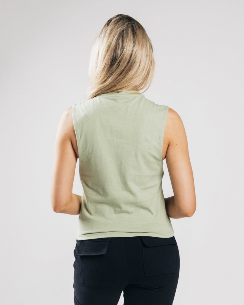 Alphalete Heavy Puuvilla Cutoff Naisten Hihaton Paita Matcha | WBGOV-7193